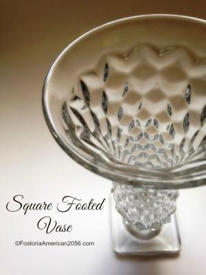 Fostoria | American | Square Footed Vase | The top opening is large, and diminishes in size as it travels to the square foot.