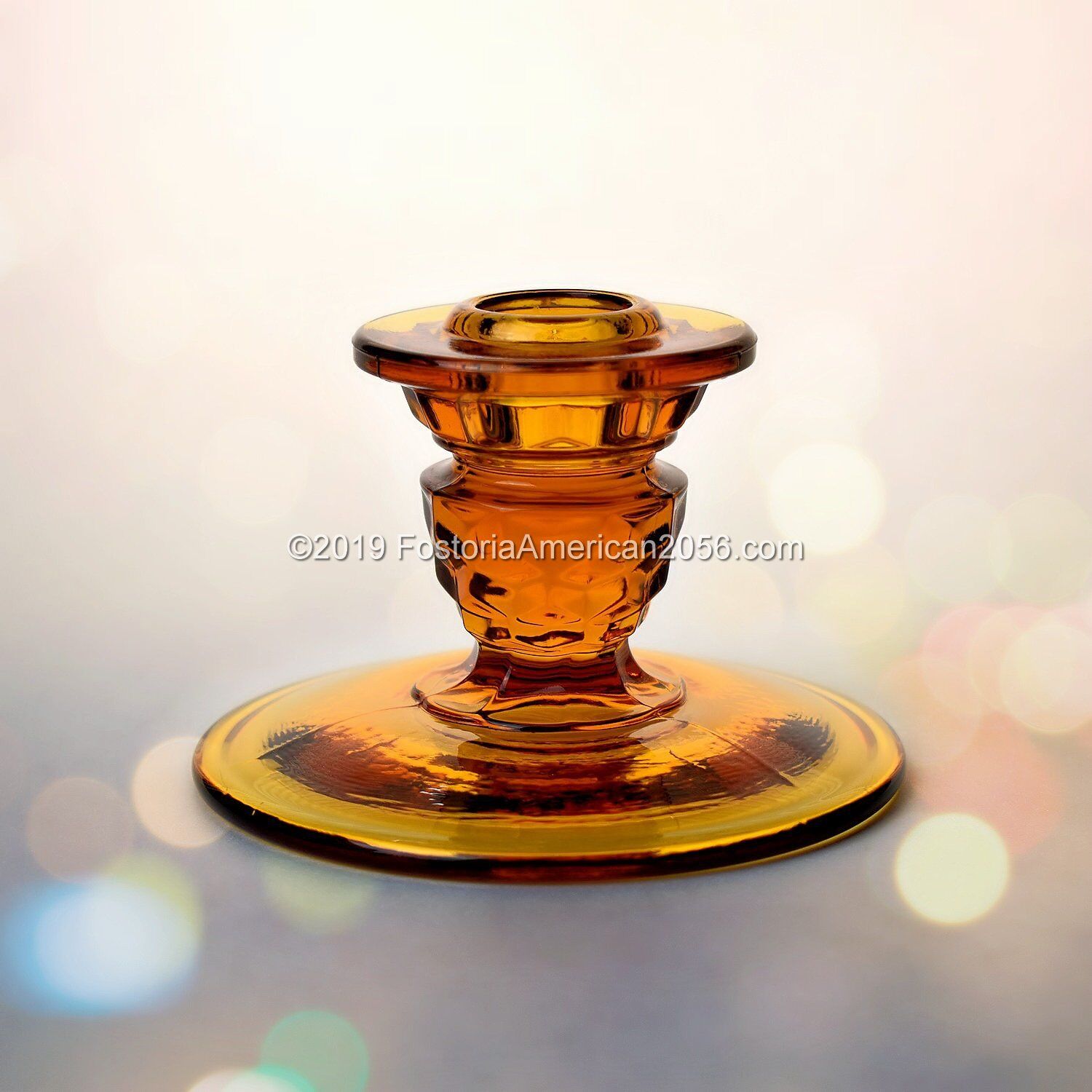 American Pattern | 3" Candlestick | Amber