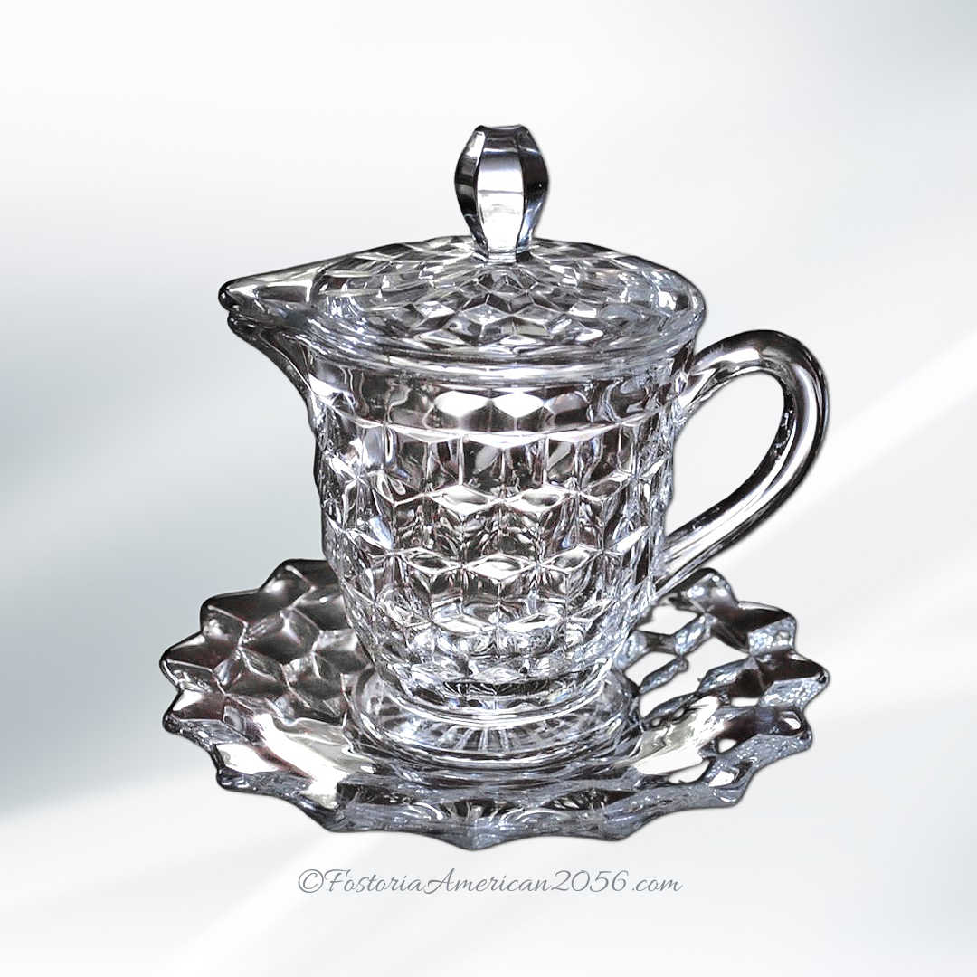 Fostoria American Syrup, Cover, and Plate Fostoria American Syrup, Cover, and Plate