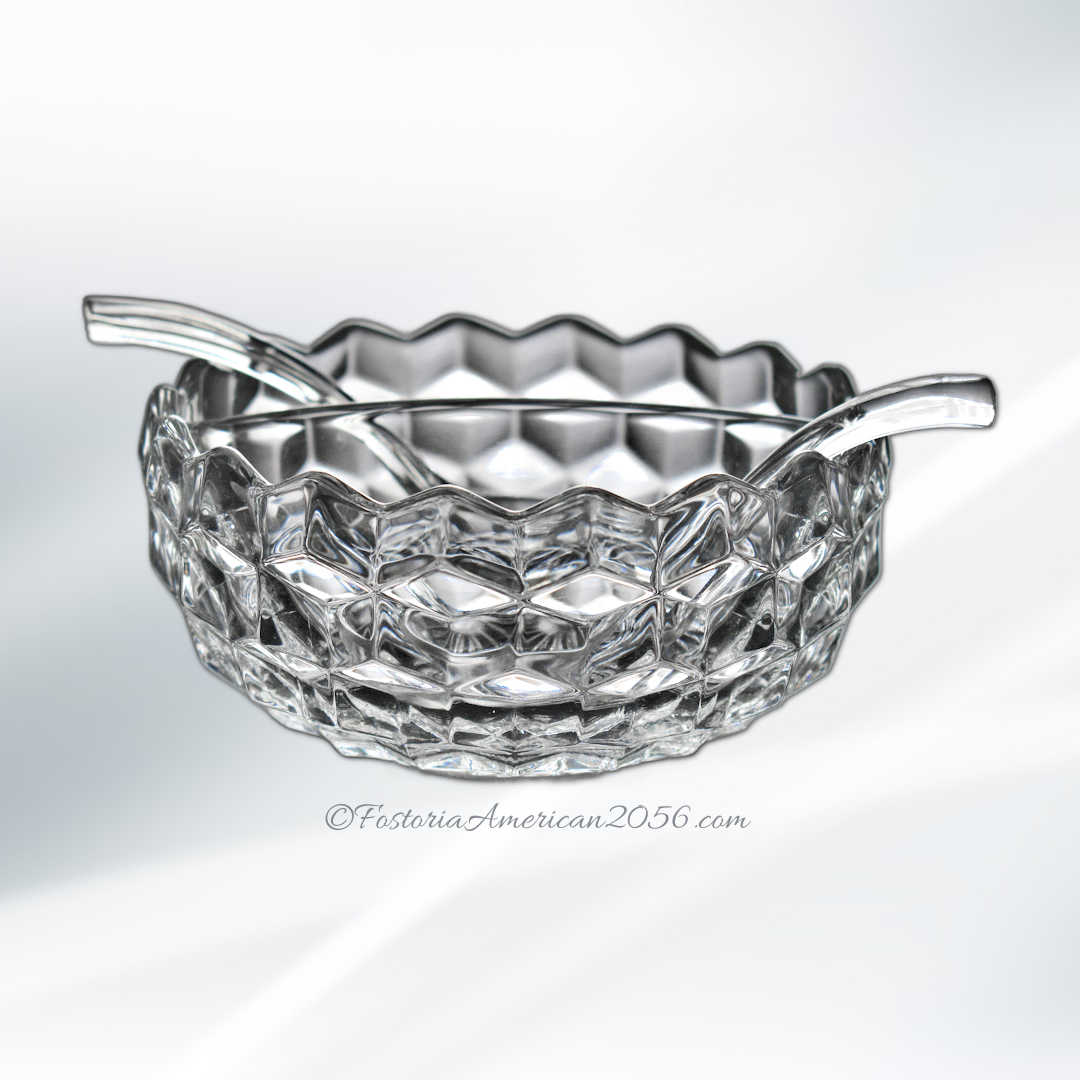Fostoria American 2-Part Mayonnaise & 2 Ladles Fostoria American 2-Part Mayonnaise & 2 Ladles