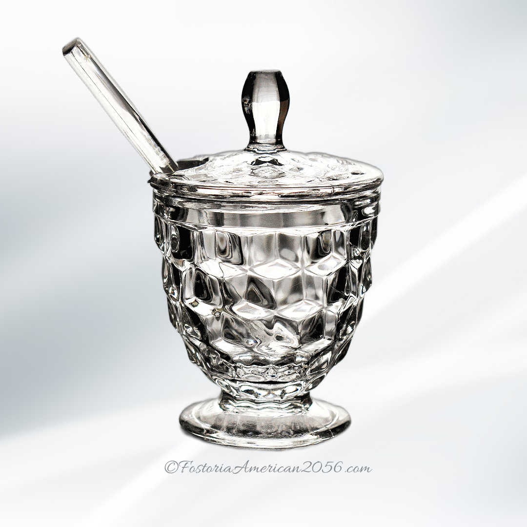 Fostoria American Mustard, Cover, & Spoon