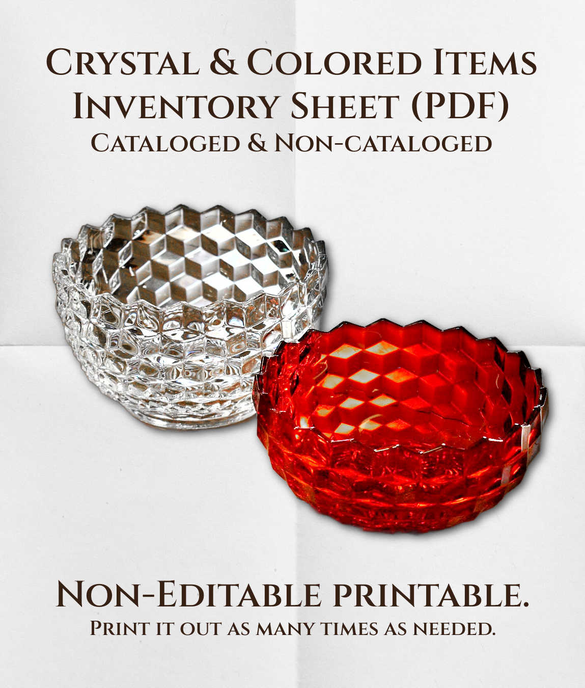 Fostoria American Crystal and Colored Inventory Worksheet
