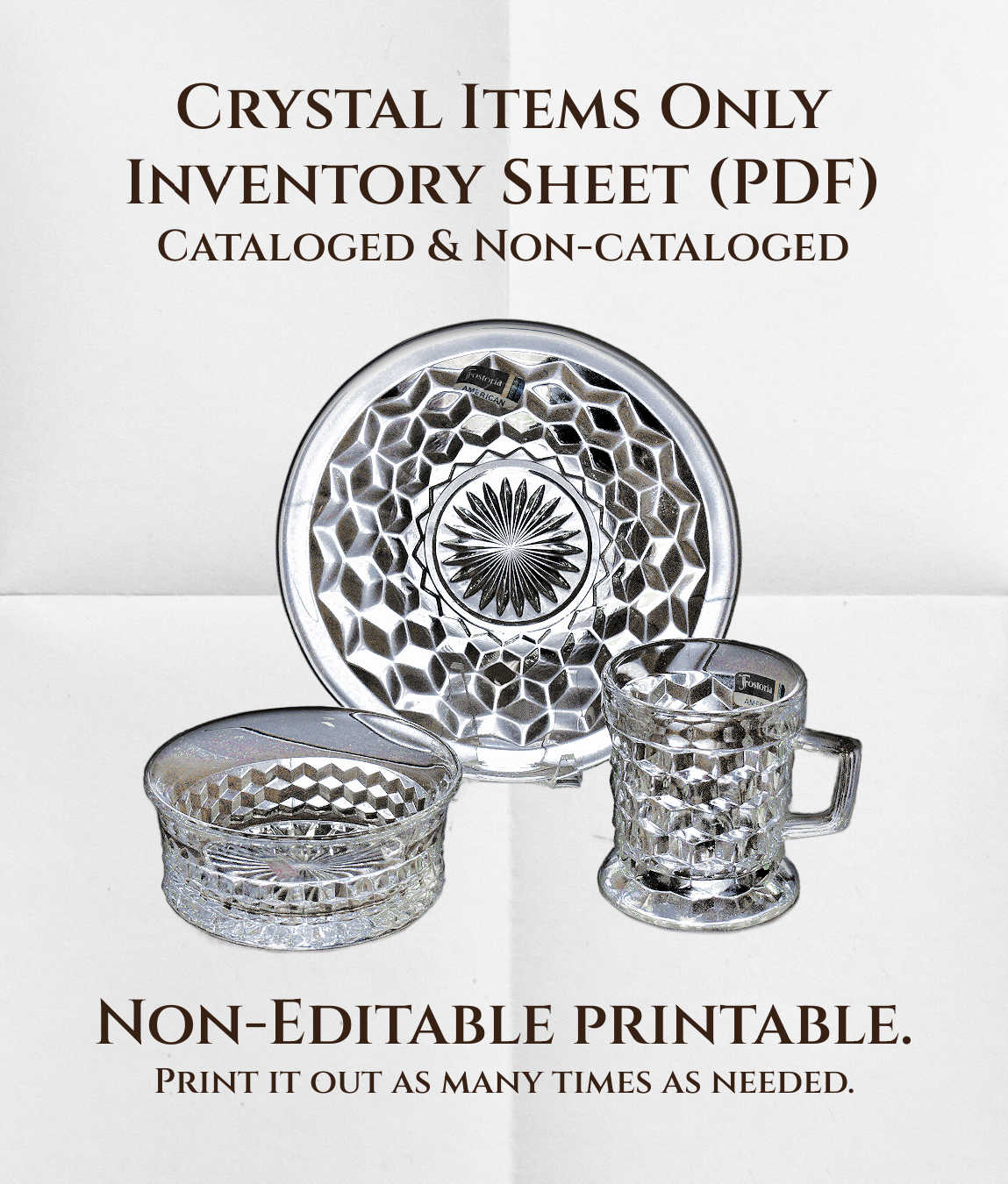 Fostoria American Crystal Inventory Worksheet
